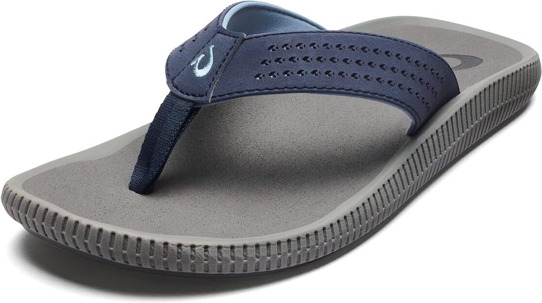 OluKai Men's Ulele 10435-TF26 Blue Depth/Charcoal Beach Sandals Brand New - AllSportsWearUSA